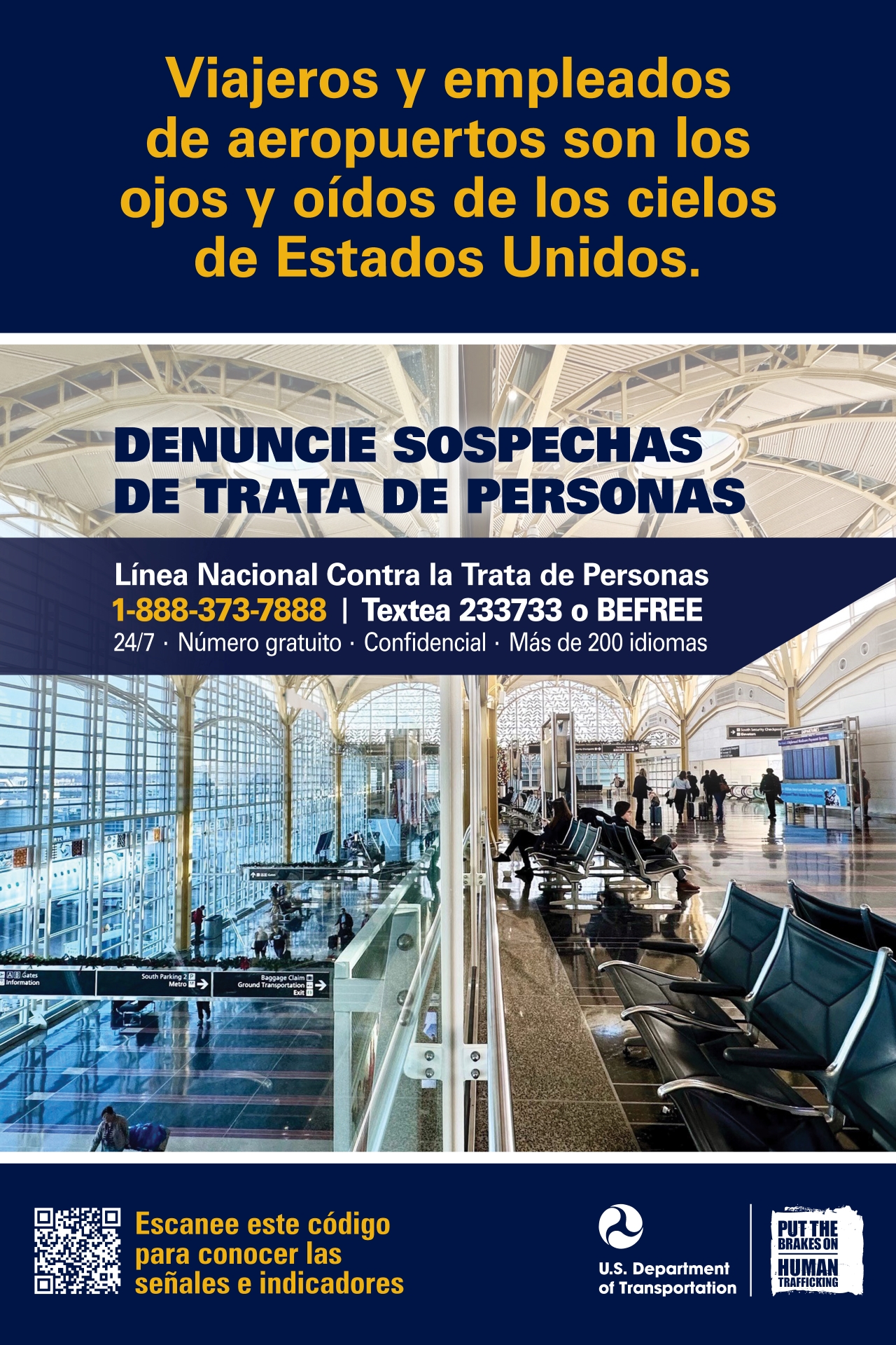 DOT Airport Human Trafficking Poster 1 - 24x36 Spanish