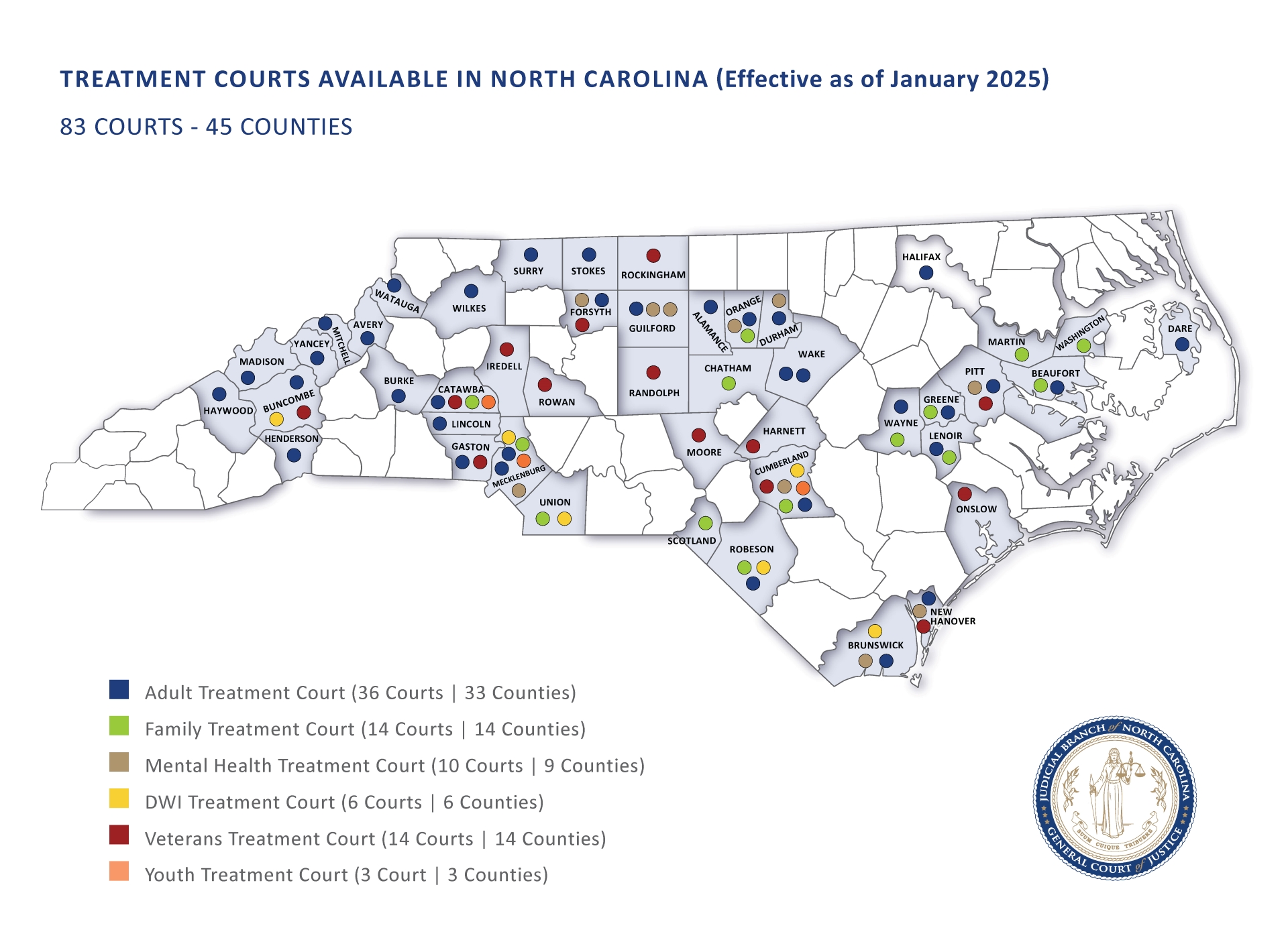 N.C. Recovery Courts Map