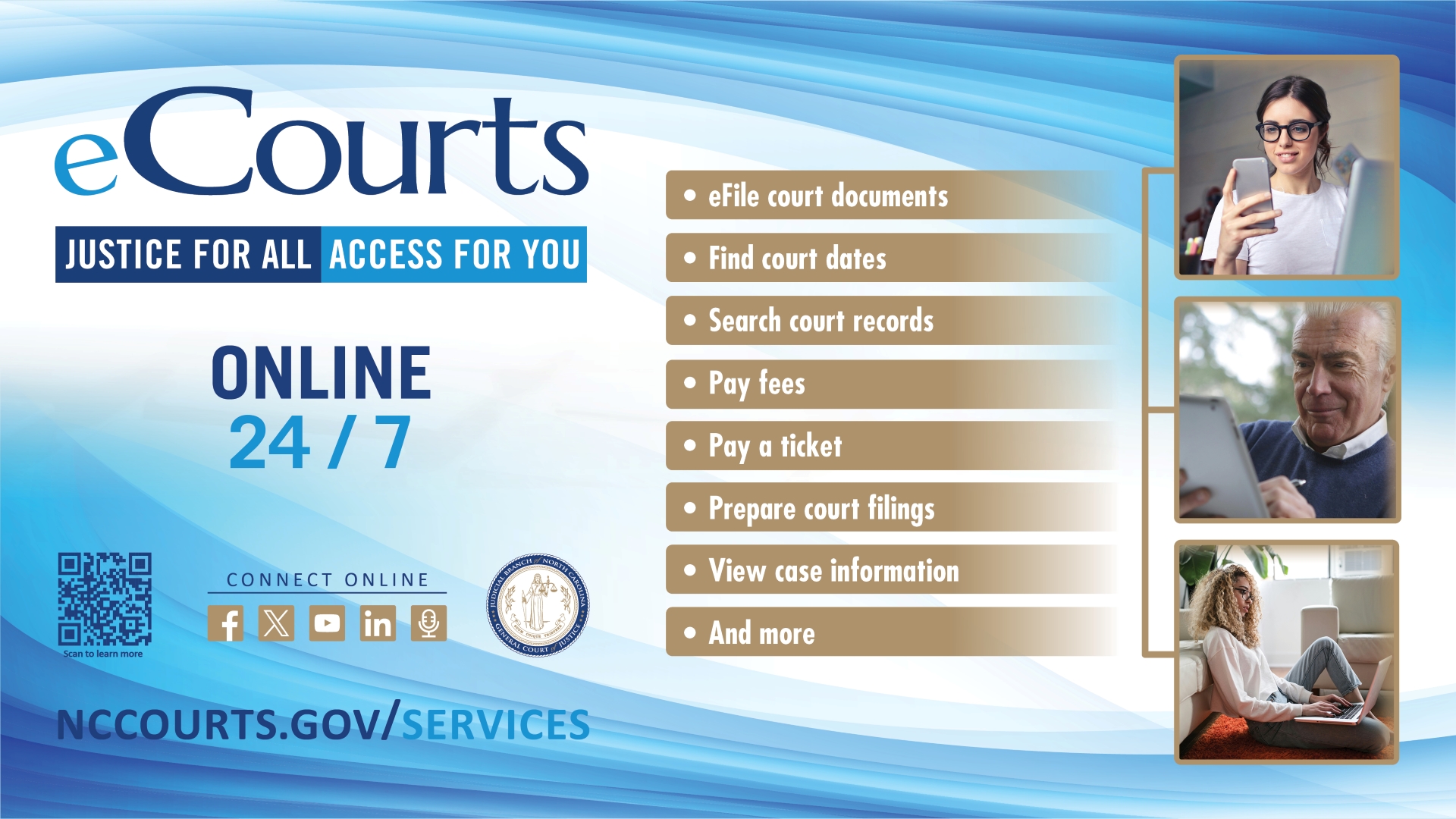 eCourts Online 24/7 digital sign