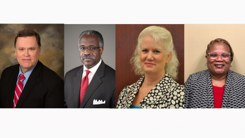 (Left to Right) Special Superior Court Judge J. Stanly Carmical, District Court Judge James H. Faison, Janeanne Gonzales, and Yolonda Woodhouse