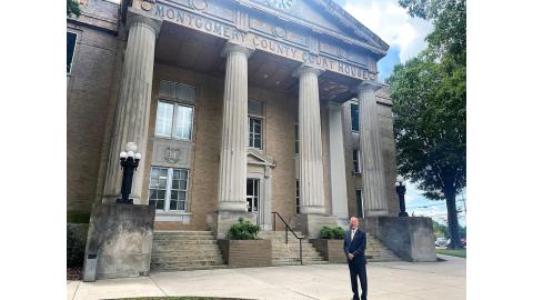 Chief Justice Paul Newby visited the Montgomery County Courthouse as part of his 100-county tour