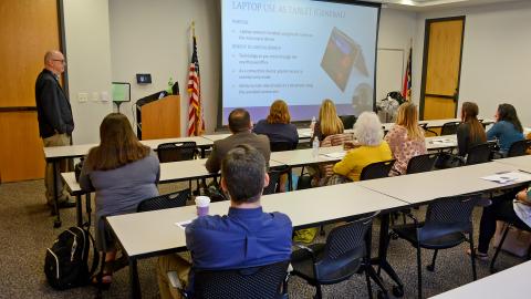 Participants learn about court technology