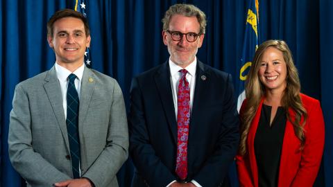 Ryan Boyce (Director, NC Administrative Office of the Courts), Judge Charlie Brown (Chairman, NC Sentencing Commission), and Michelle Hall (Executive Director, NC Sentencing Commission and current President of NASC)