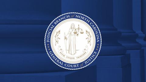 Judicial Branch seal on blue columns background